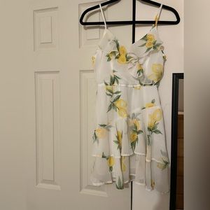 NWOT Japna Lemon Print Ruffle Mini Dress